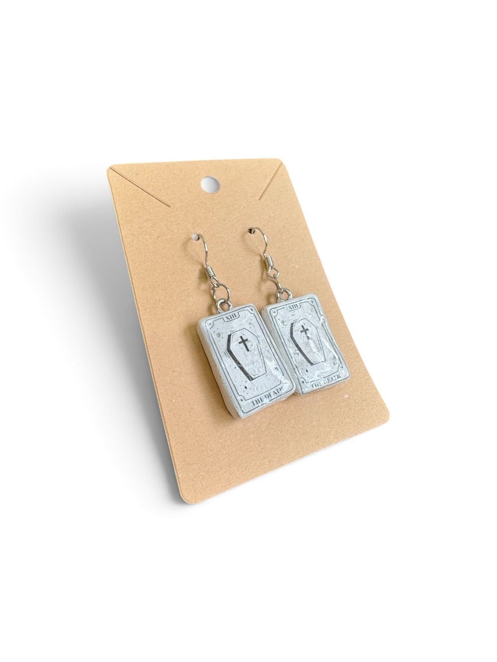 Handmade Death Tarot Coffin Dangle Earrings